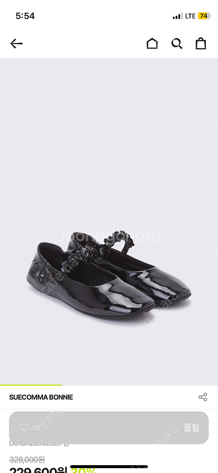 [새상품] 슈콤마보니 Fleur flat 블랙 플랫슈즈--1