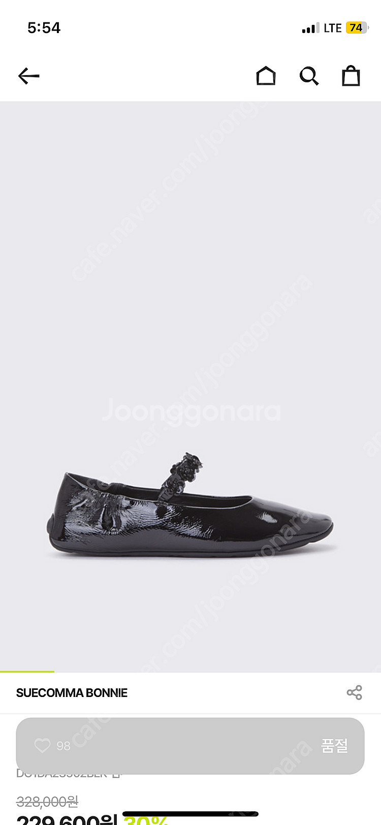 [새상품] 슈콤마보니 Fleur flat 블랙 플랫슈즈--2