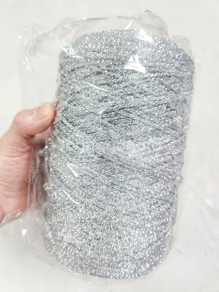 실버 스파클링 메탈릭 반짝이 뜨개실 2mm 200g 새...--0