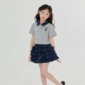 포크칩스 크롭 단가라 줄무니 카라티셔츠 새상품