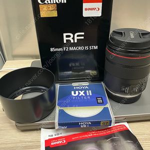 캐논 RF85mm F2 박풀 민트급 필터, 후드 팝니다. 택포