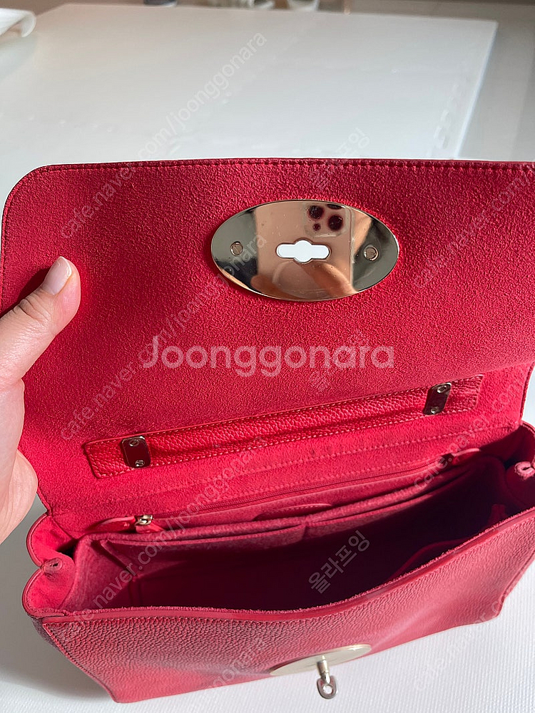 (정품) 멀버리 릴리백 체인백 미디움 레드 보증서 있음--4