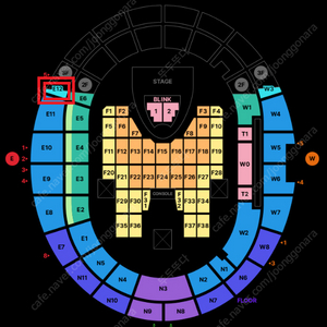 블랙핑크 콘서트 7월5일 토요일 시야제한석 3층 E12구역 12열 2연석 티켓양도