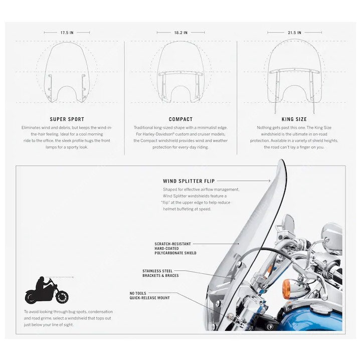 할리 정품 15인치 탈부착형 윈드실드 - 라이트 스모크 (팻보이)--1