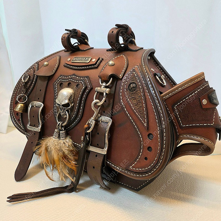 할리 국내산 수제 맞춤 최고급형 통가죽 새들백(사이드백) 풀세트 판매--0