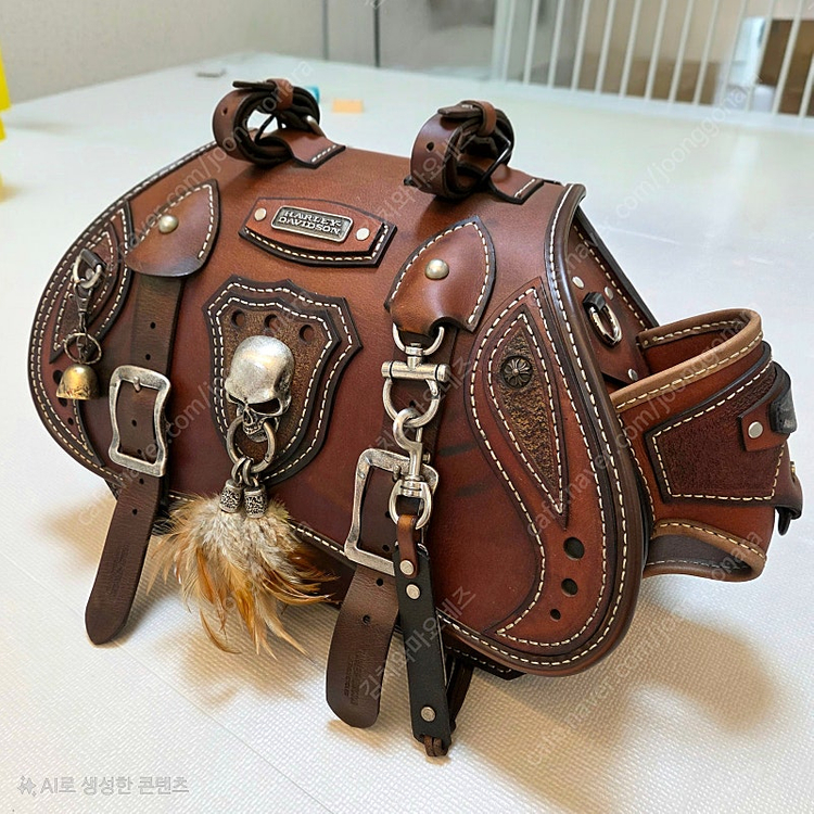 할리 국내산 수제 맞춤 최고급형 통가죽 새들백(사이드백) 풀세트 판매--1