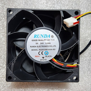 [중고] 냉각팬 RUNDA 24V 0.6A RD8038B24VH-RS / SanAce80 24V 0.3A (SANYO DENKI) 9GA0824H1E61