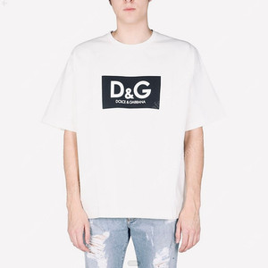 D&G 돌체앤가바나 DG 로고 프린트 코튼 흰색 반팔 티셔츠 정품 (국내청담매장 80만원구입제품)