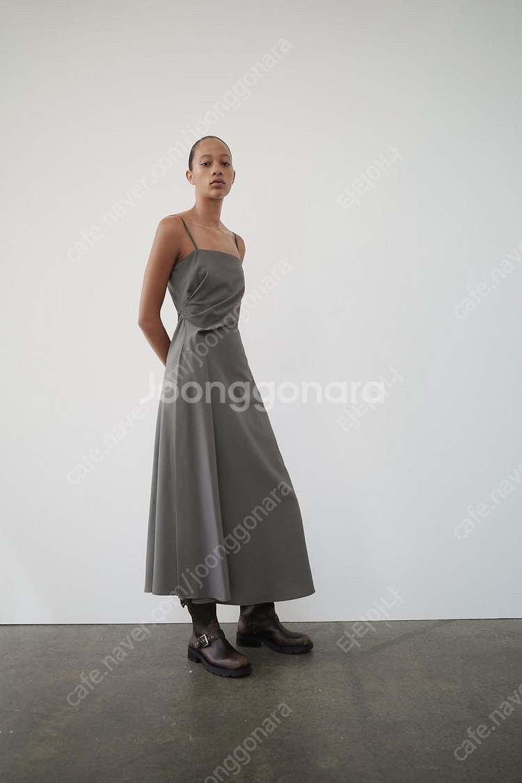 zara 자라 ZW COLLECTION 셔링 미디 원피...--0