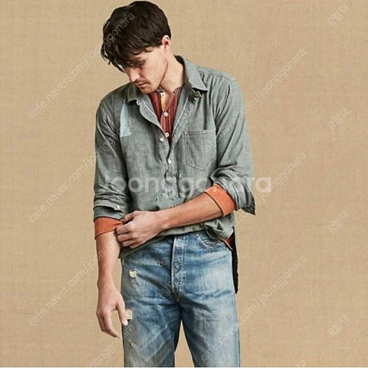 리바이스빈티지클로딩 lvc 선셋 샴브레이 리페어셔츠 M사이즈 더블알엘,RRL,폴로,풀카운트,웨어하우스--0