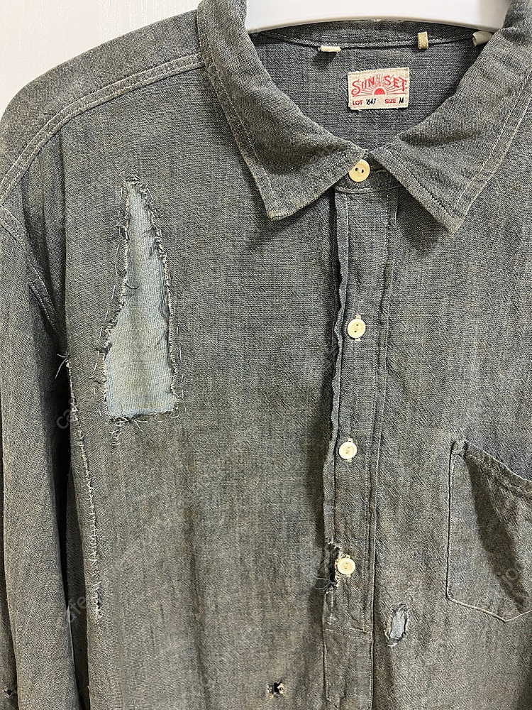 리바이스빈티지클로딩 lvc 선셋 샴브레이 리페어셔츠 M사이즈 더블알엘,RRL,폴로,풀카운트,웨어하우스 이미지
