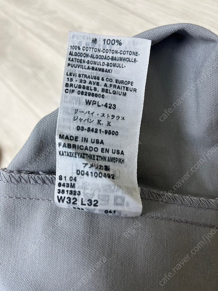 리바이스빈티지클로딩 LVC Drenched Grey 1954 Tab Twill Chino 32X32사이즈 더블알엘,... 이미지