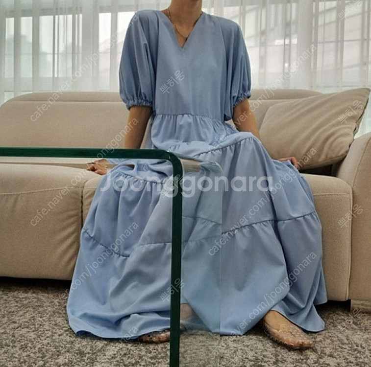 새상품 빅사이즈 소라 맥시 퍼프 캉캉롱원피스--0
