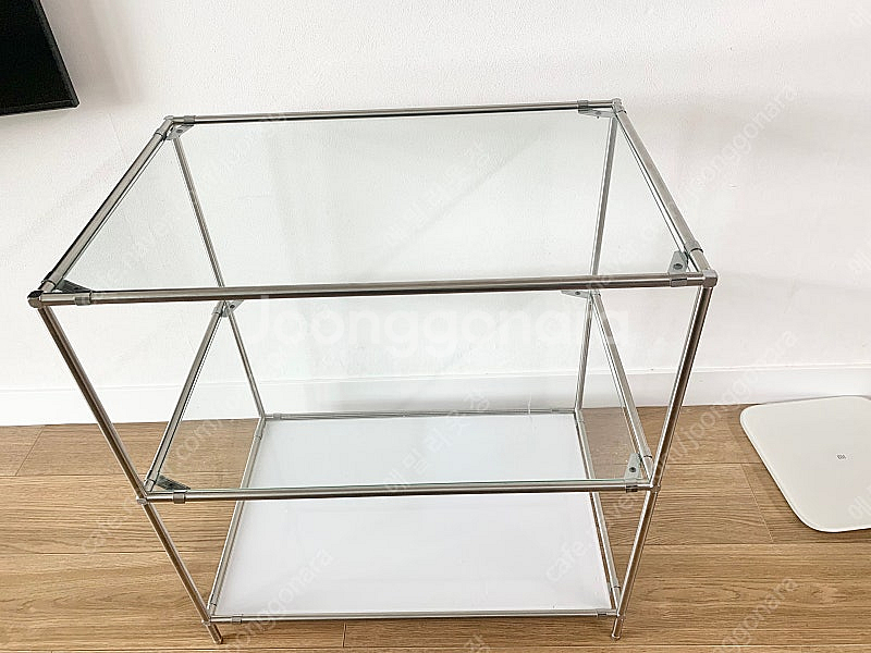 유리 모듈 선반 3단 테이블 수납장 장식장--0