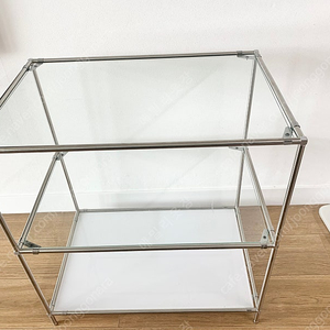 유리 모듈 선반 3단 테이블 수납장 장식장