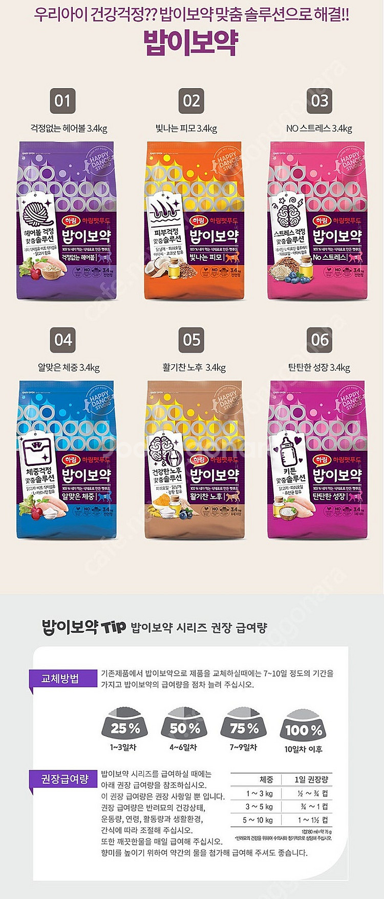 하림 밥이보약 강아지 고양이 사료 행사 3.4kg 1포...--0