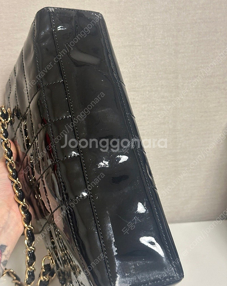샤넬 제니 초코바 숄더백 블랙 페이던트 도트백 (정품)--6