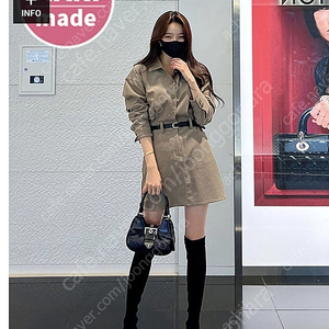 마리마켓 코듀로이 스티치 원피스 카키베이지 S