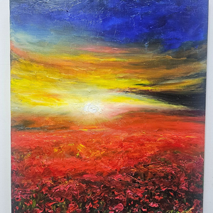 (원화) 6호 캔버스 유화그림 양귀비꽃 풍경 서양화