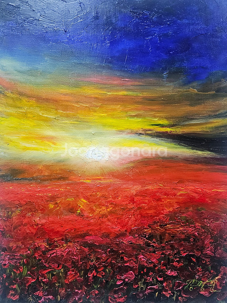 (원화) 6호 캔버스 유화그림 양귀비꽃 풍경 서양화--1