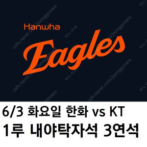 6/3 한화이글스 KT위즈 1루 내야탁자석 3연석