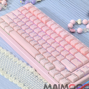 크리스탈 반투명 푸딩 키캡 MDA 프로파일 136키 (핑크)