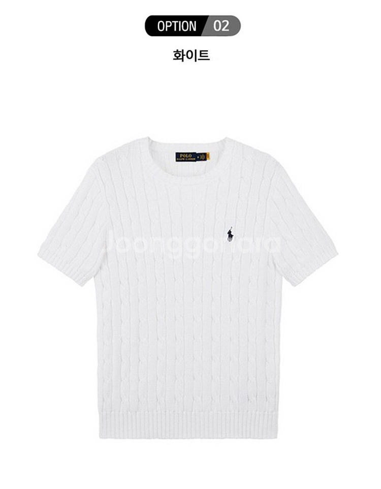 [정품 새상품]폴로 여성 케이블 반팔 니트 피마코튼 꽈...--7