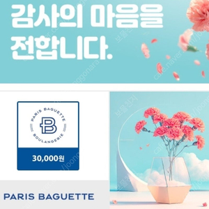 [개인]파리바게트 교환권 30000원 기업용 모바일쿠폰 26000원에 팝니다