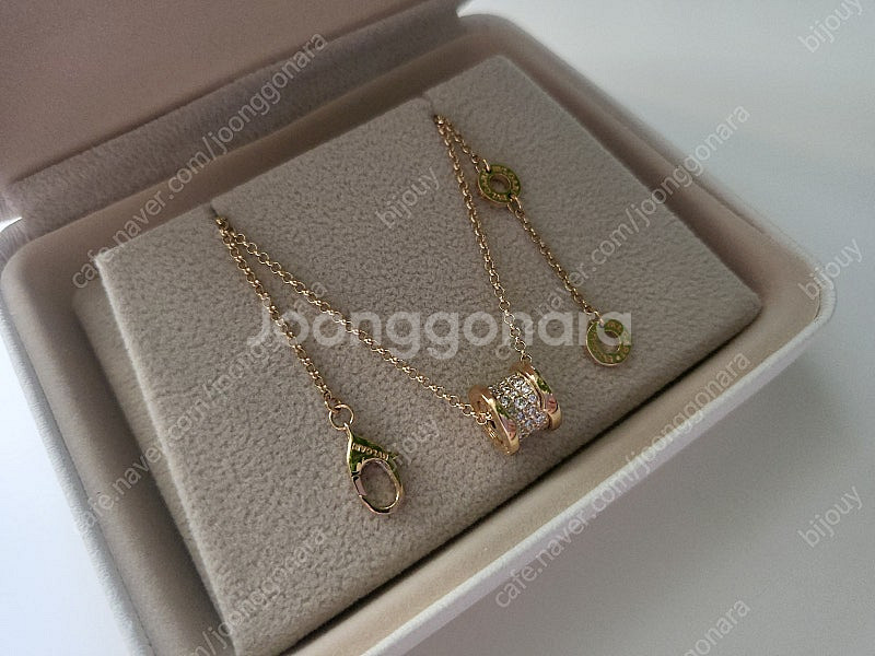 불가리 비제로원 미니 파베 네크리스 18k 목걸이--1
