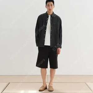 포터리 버튼다운 트윌 데님 셔츠 블랙 3사이즈