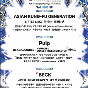 펜타포트 1일권 금요일 4매 토요일 2매 일요일 2매