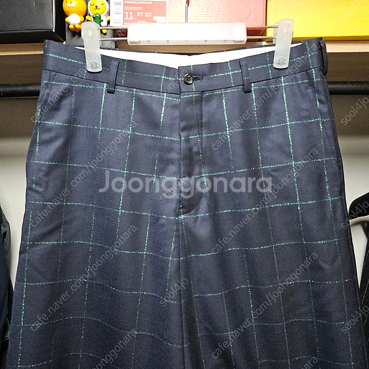 꼼데가르송 옴므플러스 순모 체크 남성배기팬츠 32--2