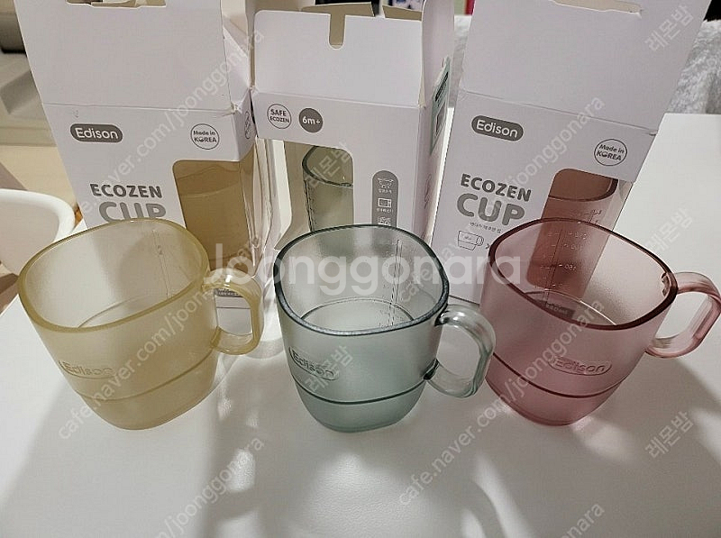 (새상품) 에디슨 에코젠 트레이닝 컵 3개 + 뚜껑 2개--0