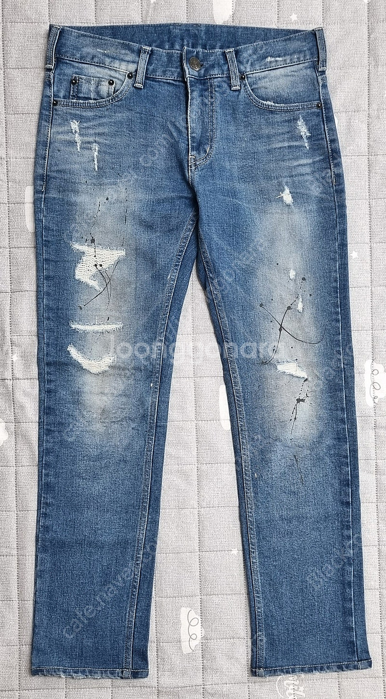 남자 남성 청바지 데님 JEANS 블랙라벨 중청 디스트로이드 페인트워싱 M/30~31사이즈 8천원--0