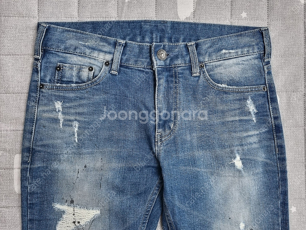 남자 남성 청바지 데님 JEANS 블랙라벨 중청 디스트로이드 페인트워싱 M/30~31사이즈 8천원--2