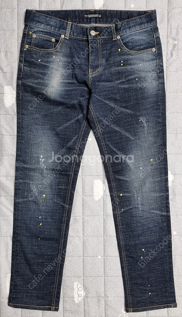 남자 남성 청바지 데님 JEANS 이즈릴(인디고) 진청 페인트포인트진 옐로/화이트 M/30~31사이즈 8천원--0