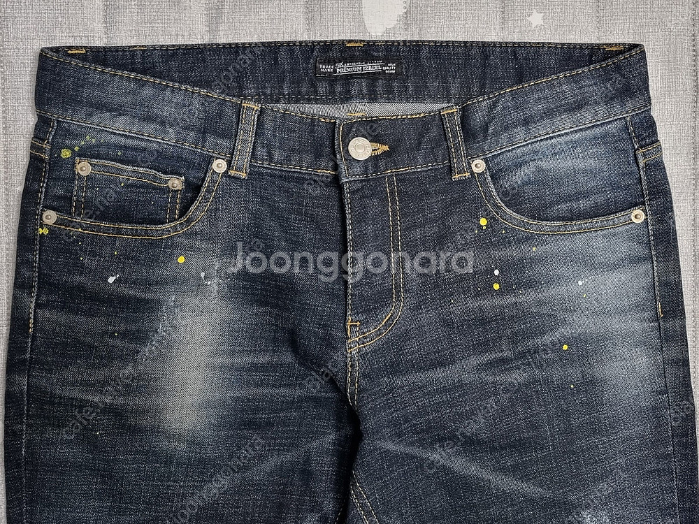 남자 남성 청바지 데님 JEANS 이즈릴(인디고) 진청 페인트포인트진 옐로/화이트 M/30~31사이즈 8천원--2