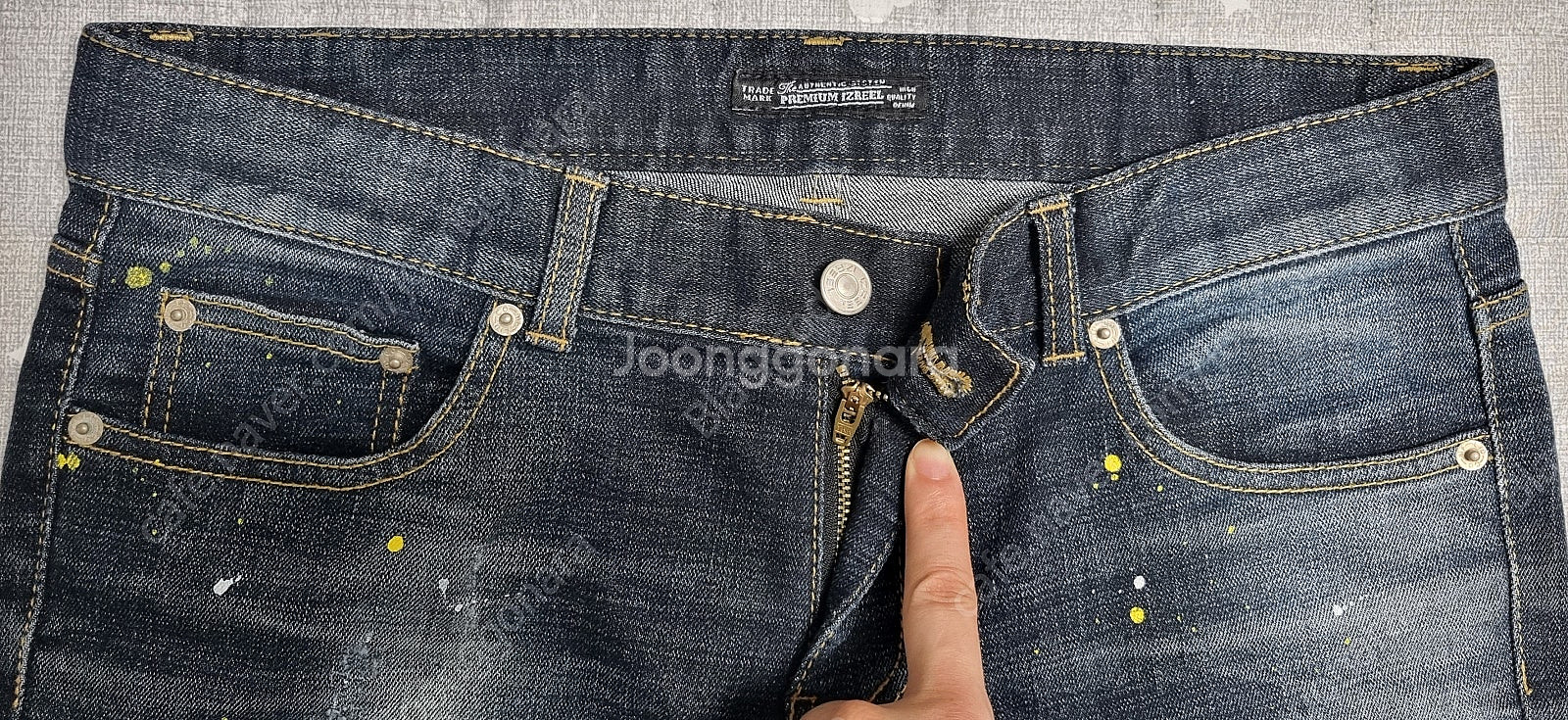 남자 남성 청바지 데님 JEANS 이즈릴(인디고) 진청 페인트포인트진 옐로/화이트 M/30~31사이즈 8천원--3