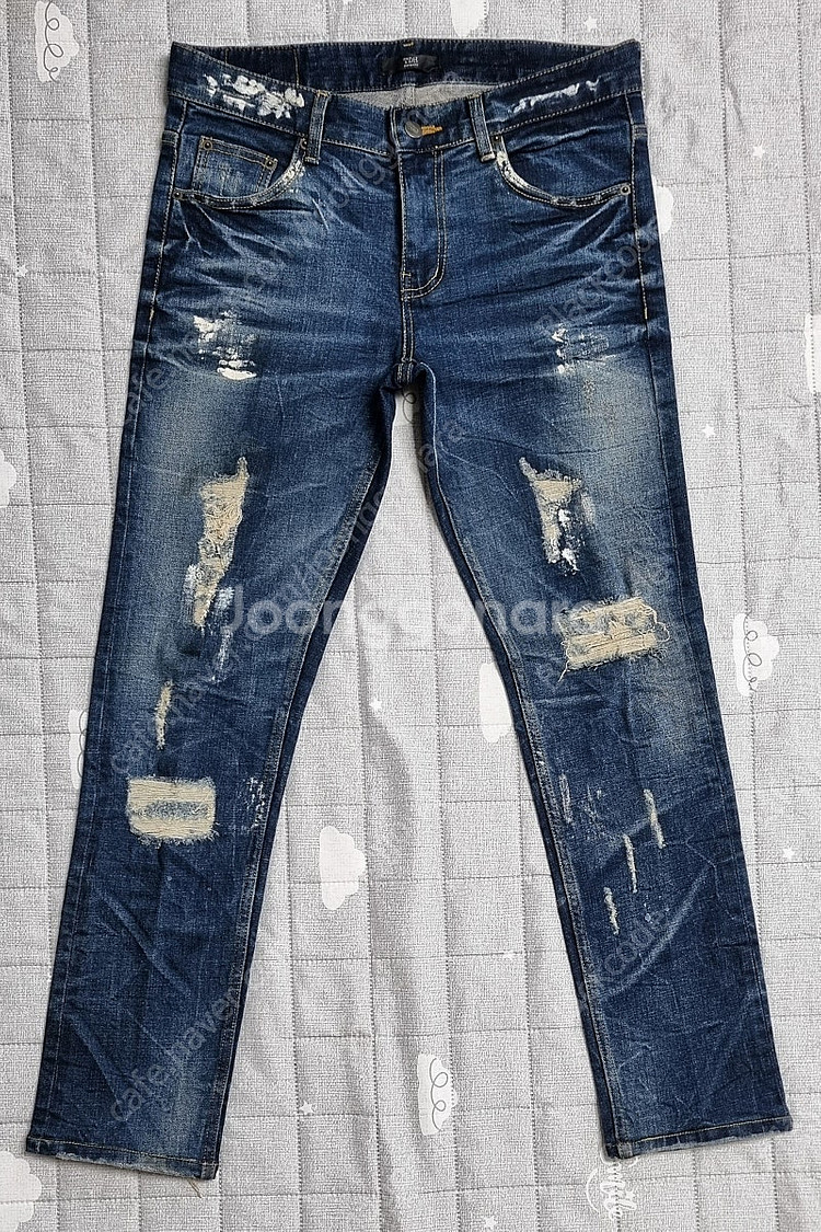 남자 남성 청바지 데님 JEANS TDH 중청 디스트로이드+페인트워싱 M/48 (30~31)사이즈 8천원--0