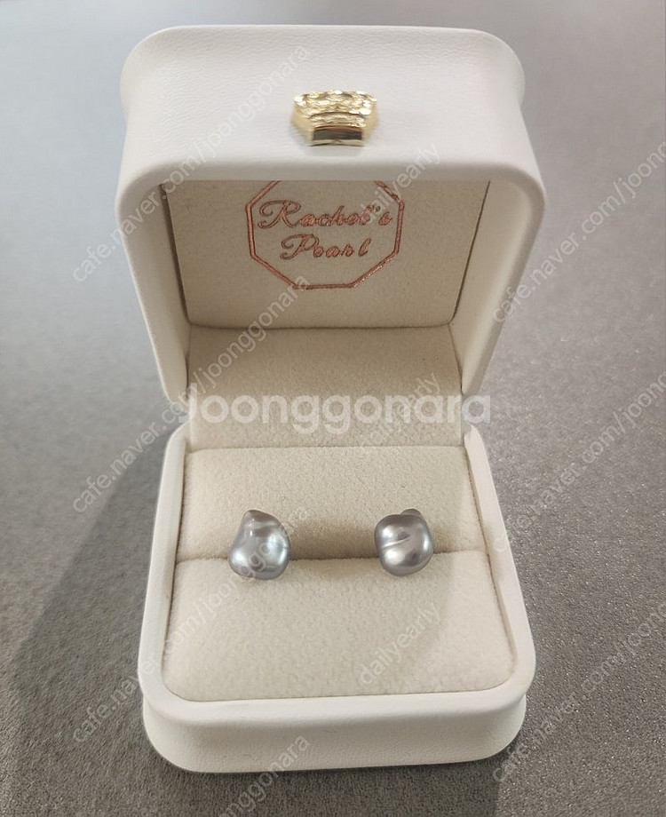 레이첼스펄 블랙 캐시 진주 귀걸이 목걸이 세트--0