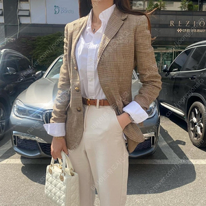 폴로 랄프로렌 여성 린넨 하운드투스 트위드 자켓 블레이저 수트