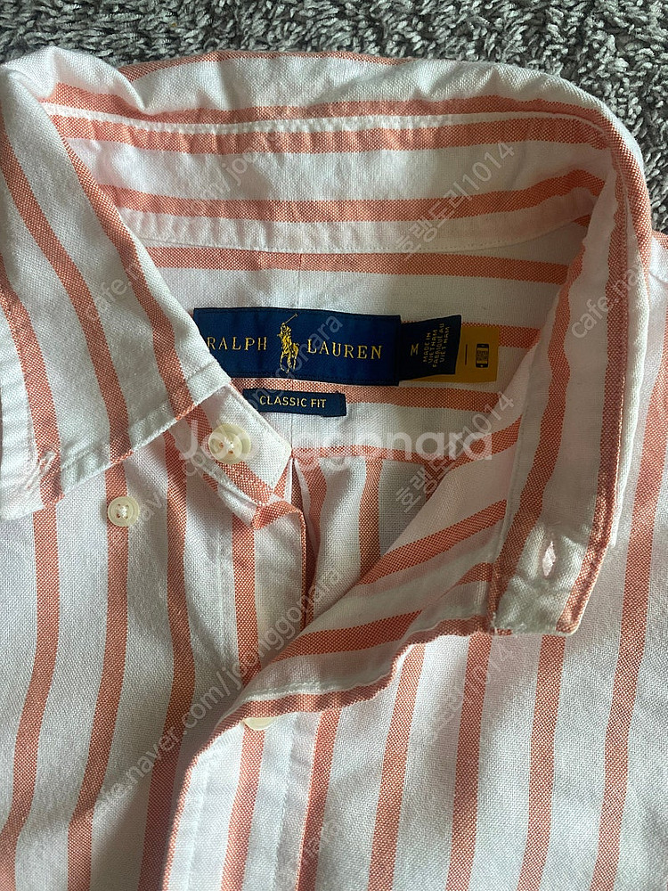 폴로 옥스포드 남방 M 코랄 스트라이프--0