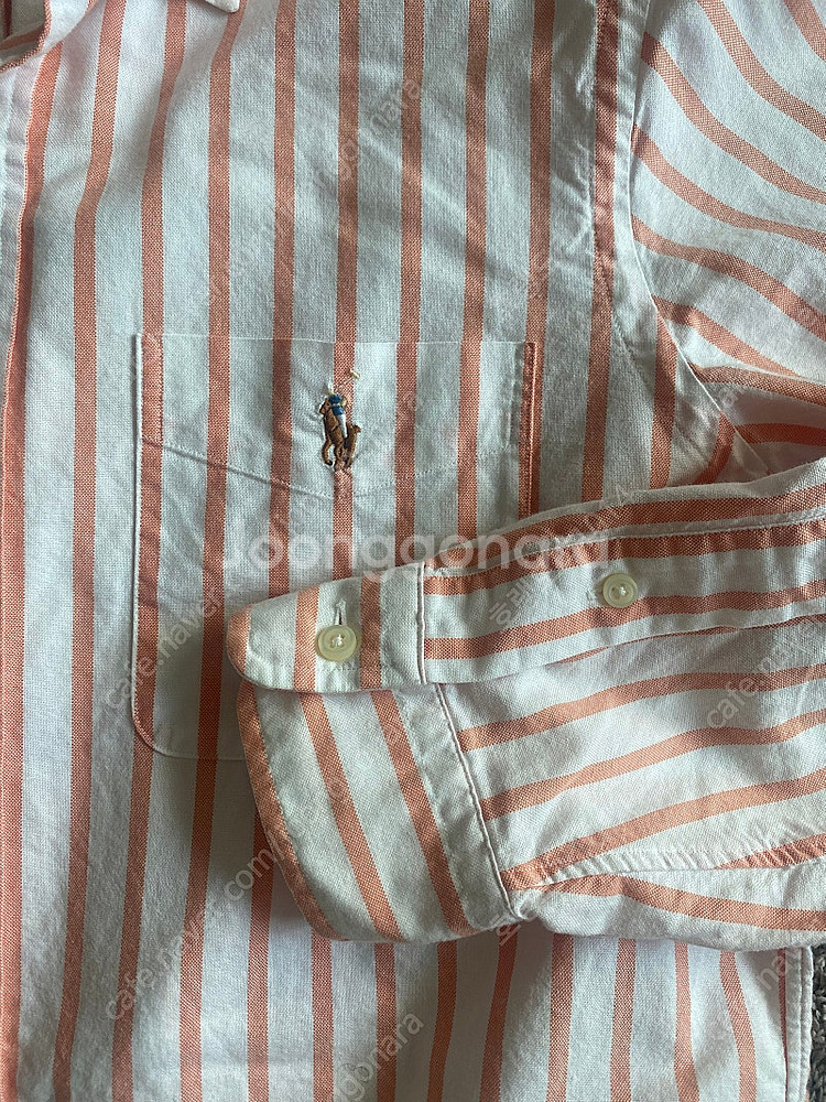 폴로 옥스포드 남방 M 코랄 스트라이프--2