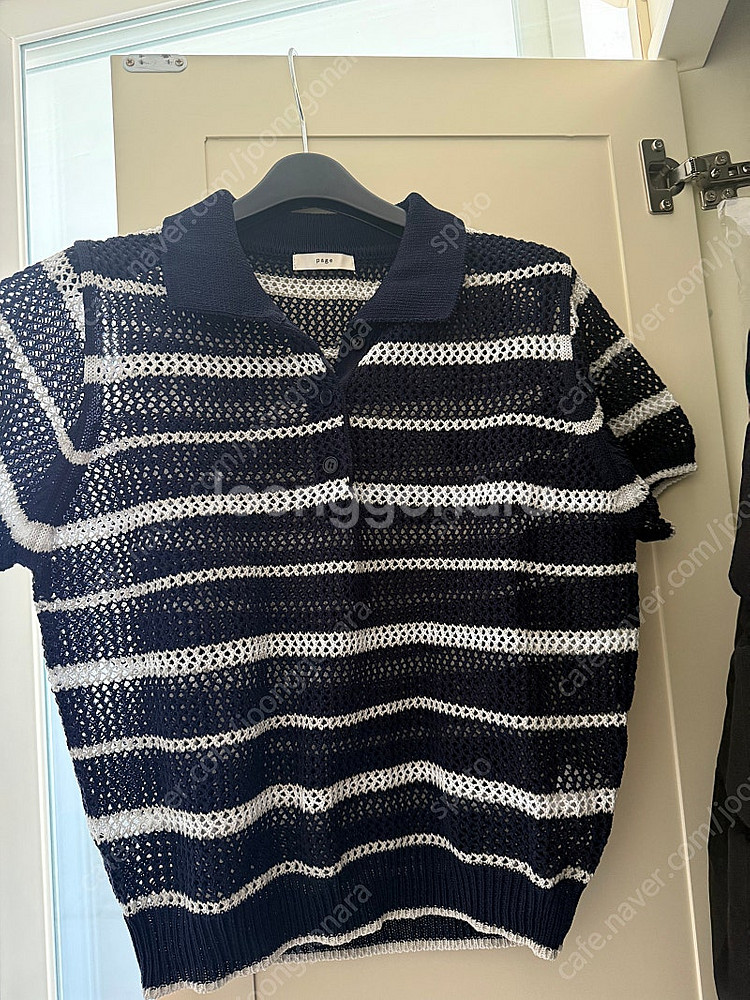 킨다베이지 페이지 산토스 매쉬 스트라이프 카라 니트--6