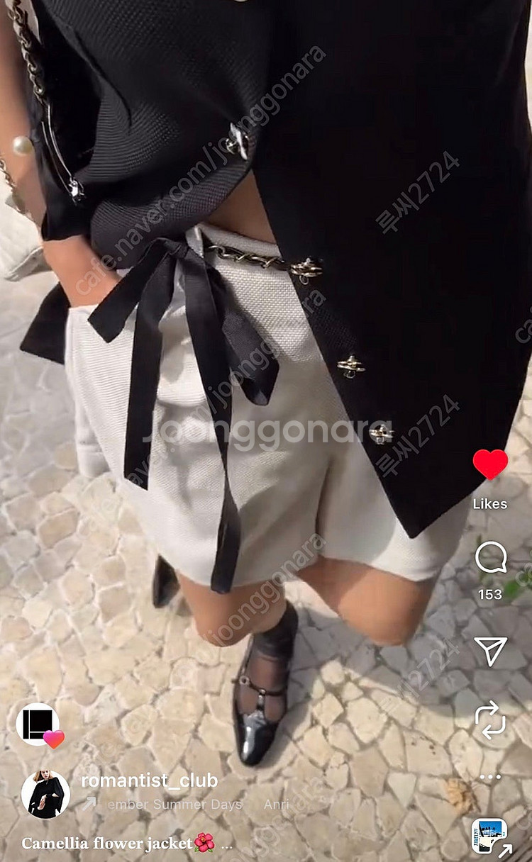 로만티카소울 까멜리아 쇼츠 2사이즈 블랙/아이보리화이트...--2