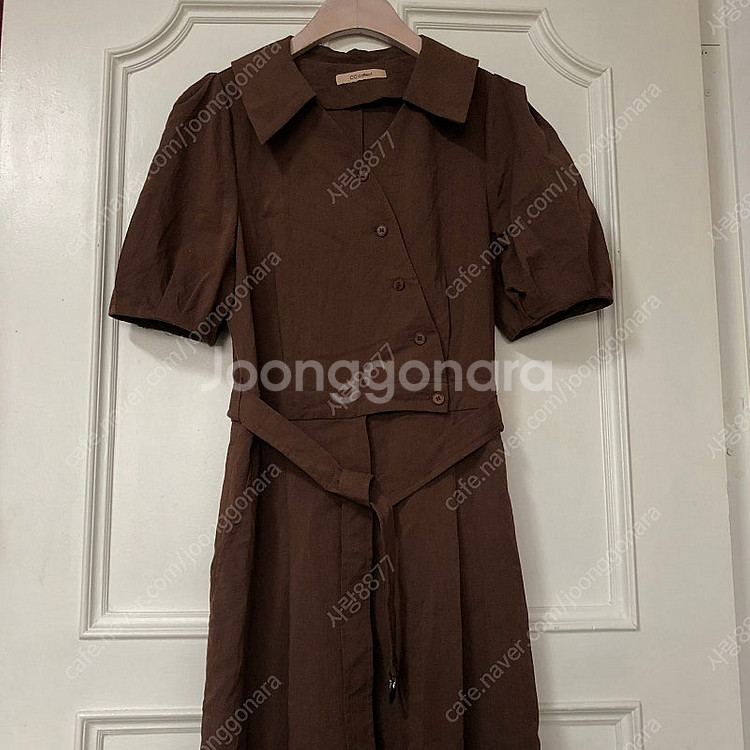 씨씨콜렉트 벌룬 퍼프 브라운 반팔 점프수트 점프슈트 하...--2