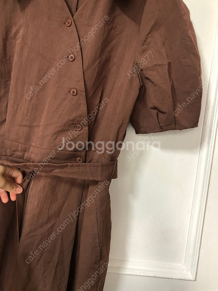 씨씨콜렉트 벌룬 퍼프 브라운 반팔 점프수트 점프슈트 하...--8