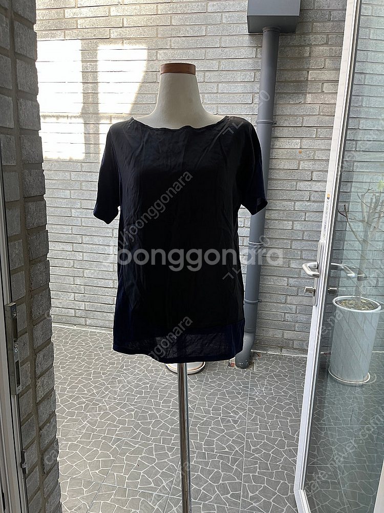 캘빈클라인 실크100 네이비블랙 콤비 블라우스 새상품 ...--0