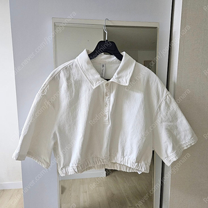 자라 Zara 테리원단 크롭 반팔 카라티셔츠 폴로티 화이트