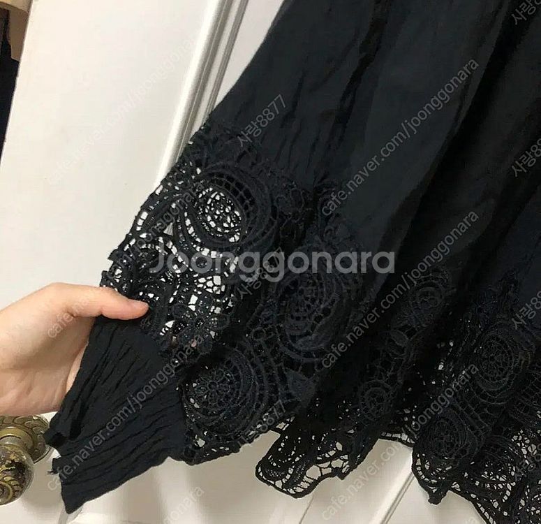 아일렛 레이스 펀칭 콩단추 보헤미안 시스루 블라우스 마...--2